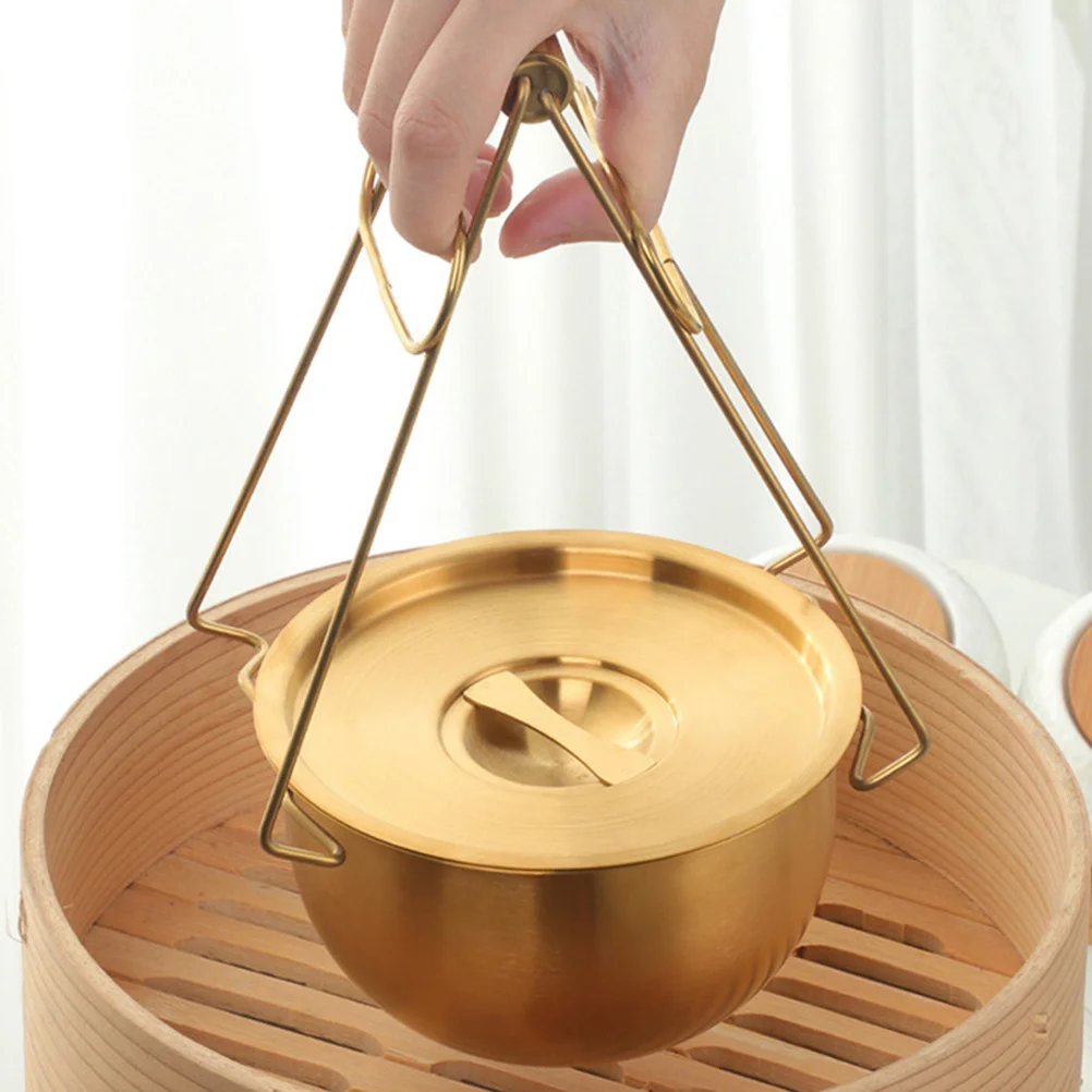 

Stainless Steel Steamed Egg Bowl Soup Container Golden Food Bowls Practical Kitchen Camping Home Picnic