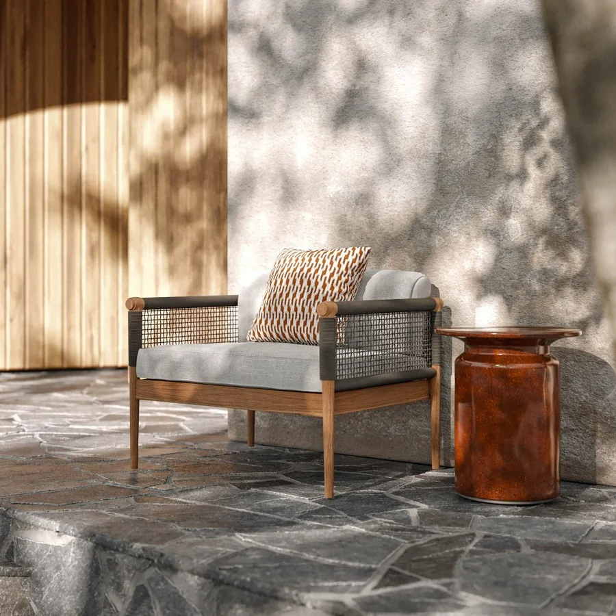 Teak Wood Modern Outdoor Furniture, Aluminum Frame Patio Sectional Sofa Set for Courtyard Hotel Apartment