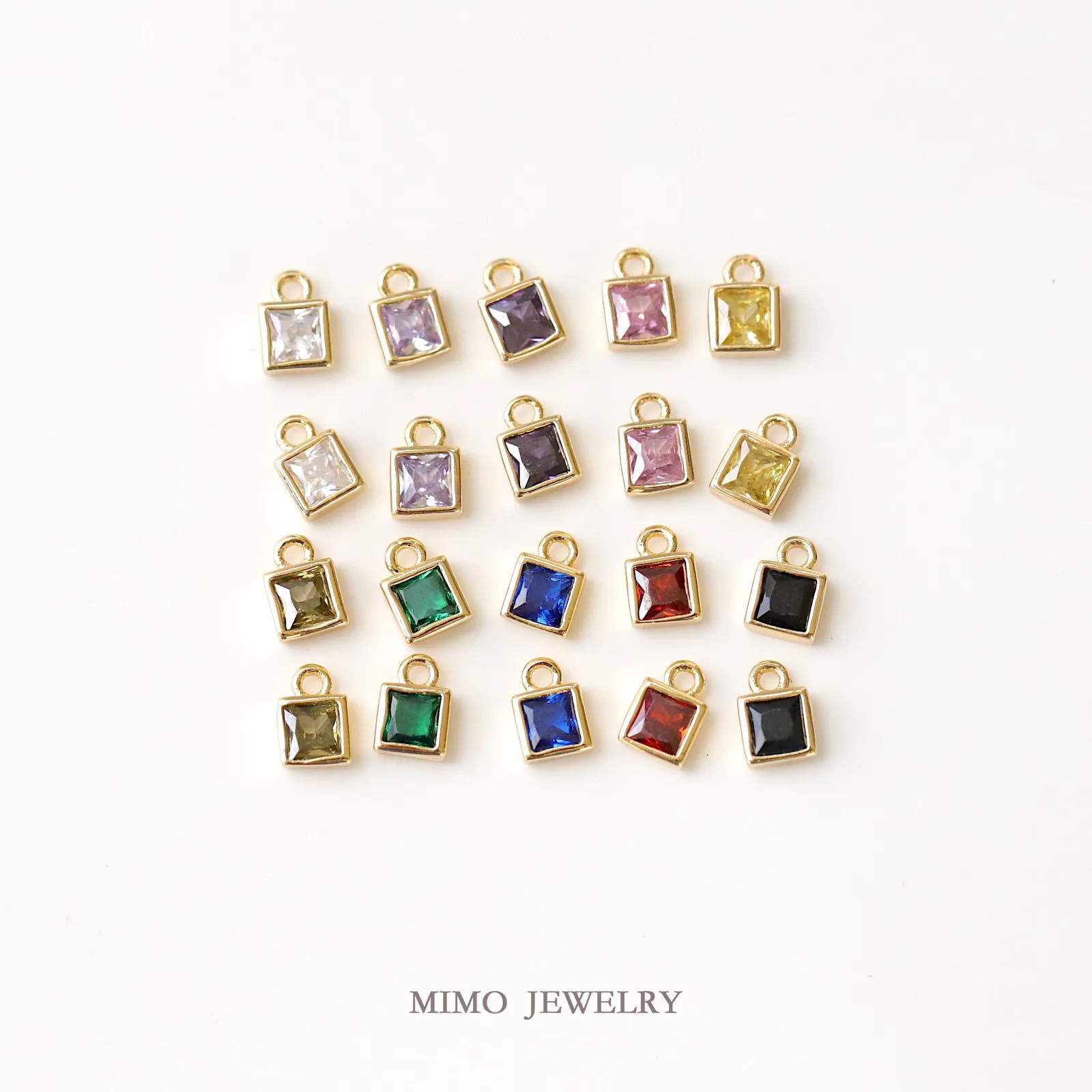 Micro Inlaid Zircon Mini Edging Small Square Block Square Charms Pendant Supplies DIY Hand Brass Gold Plated Accessories 5.5x4mm