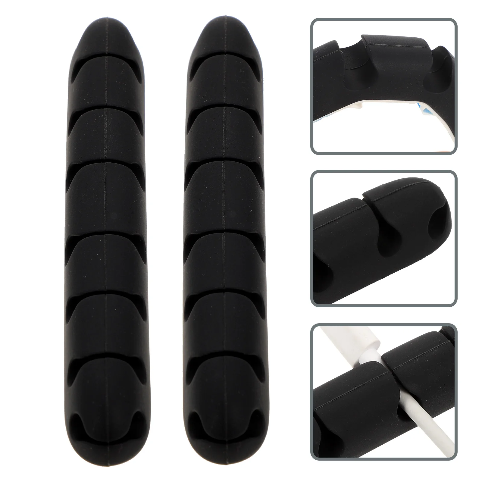 

2Pcs Cord Keeper Cable Management Desktop Organizer Silicone Adhesive Double Slot Cable Clips USB Wire Holder Cord Keeper