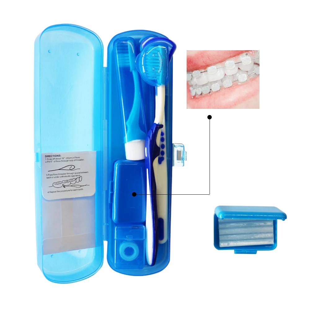 Juego de limpieza de dientes para ortodoncia, kit de cepillos de dientes para el cuidado bucal, espejo Dental plegable, 8 piezas