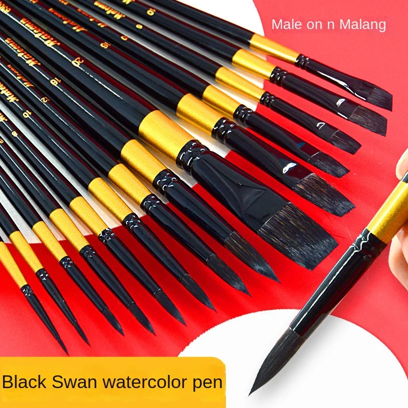 Professional 1Pcs Black Handle Round Brushes set Squirrel Hair Art Painting Brushes for Artistic Watercolor Gouache Wash Mop