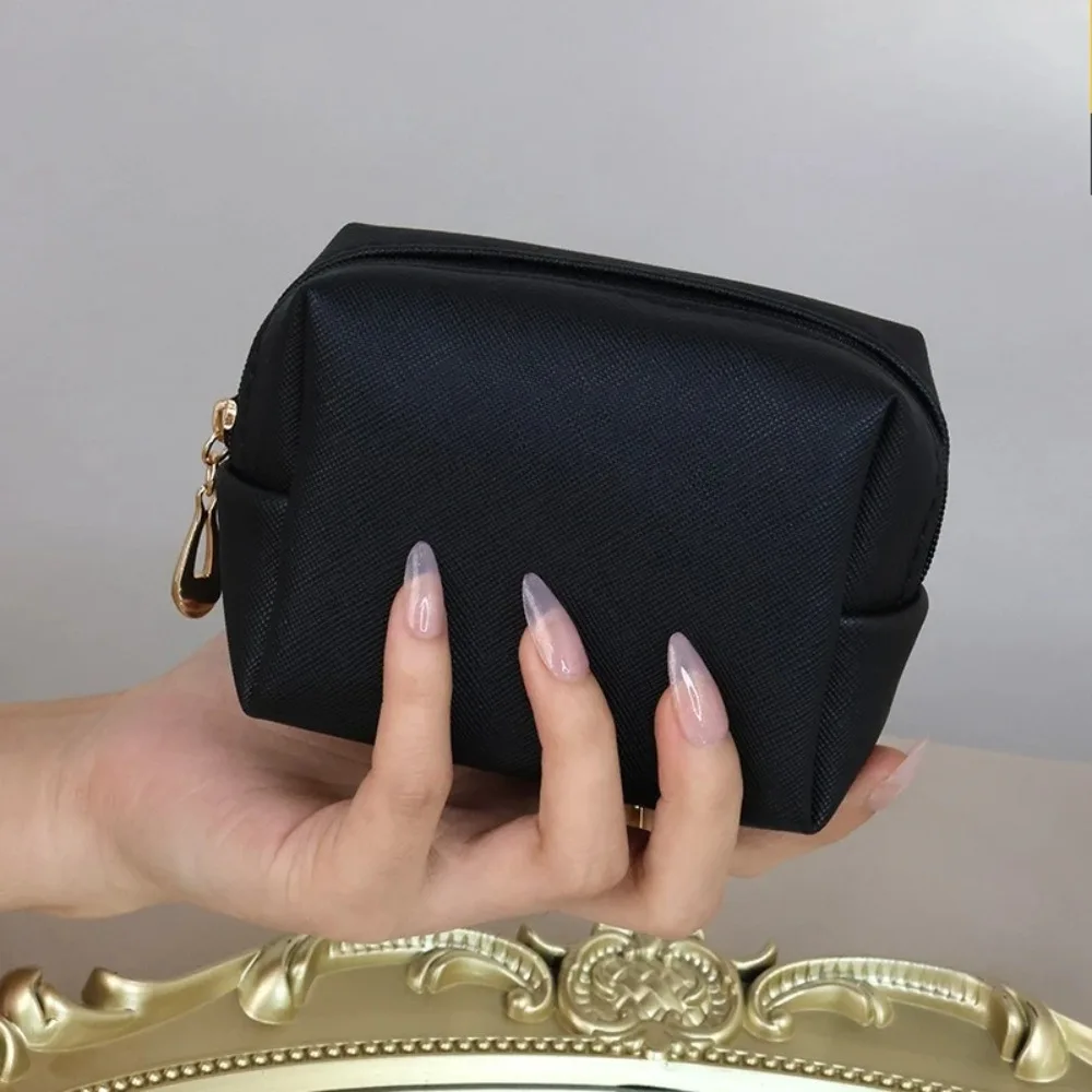 Makeup Bag Mini Travel Portable Cosmetic Pouch Women Small Lipstick Organizer Cute School Gym Office Vacation Picnic Soft Solid