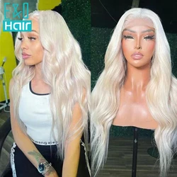 Platina Mel Loiro Colorido Transparente Lace Front Cabelo Humano Peruca, Onda Do Corpo, Pré Arrancado, Pronto para Ir Frontal Perucas