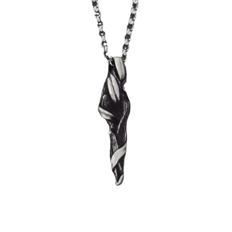 Top Quality Sterling 925 Silver Necklace Men Jewelry Personality Driftwood Pendant Male Party Accessories Retro Necklace Boys