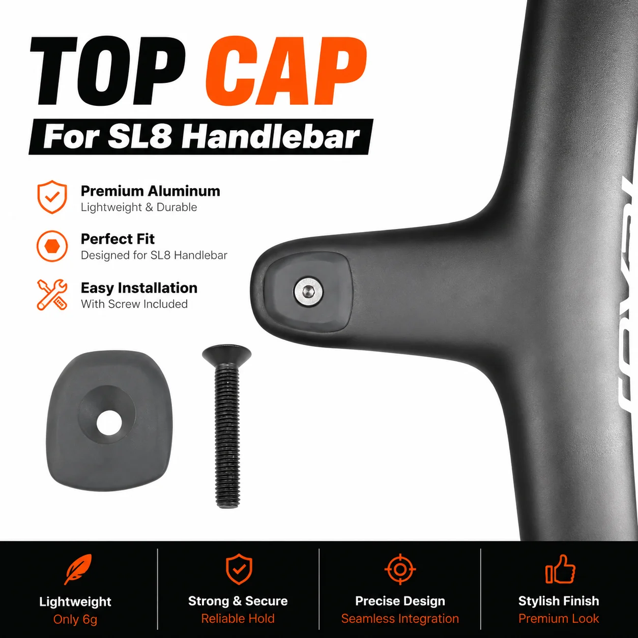 Bike Handlebar Top Cap Metal Cover for Tarmac SL8 SL7 Integrated Cockpit Aluminum Top Cap with Mounting Bolt