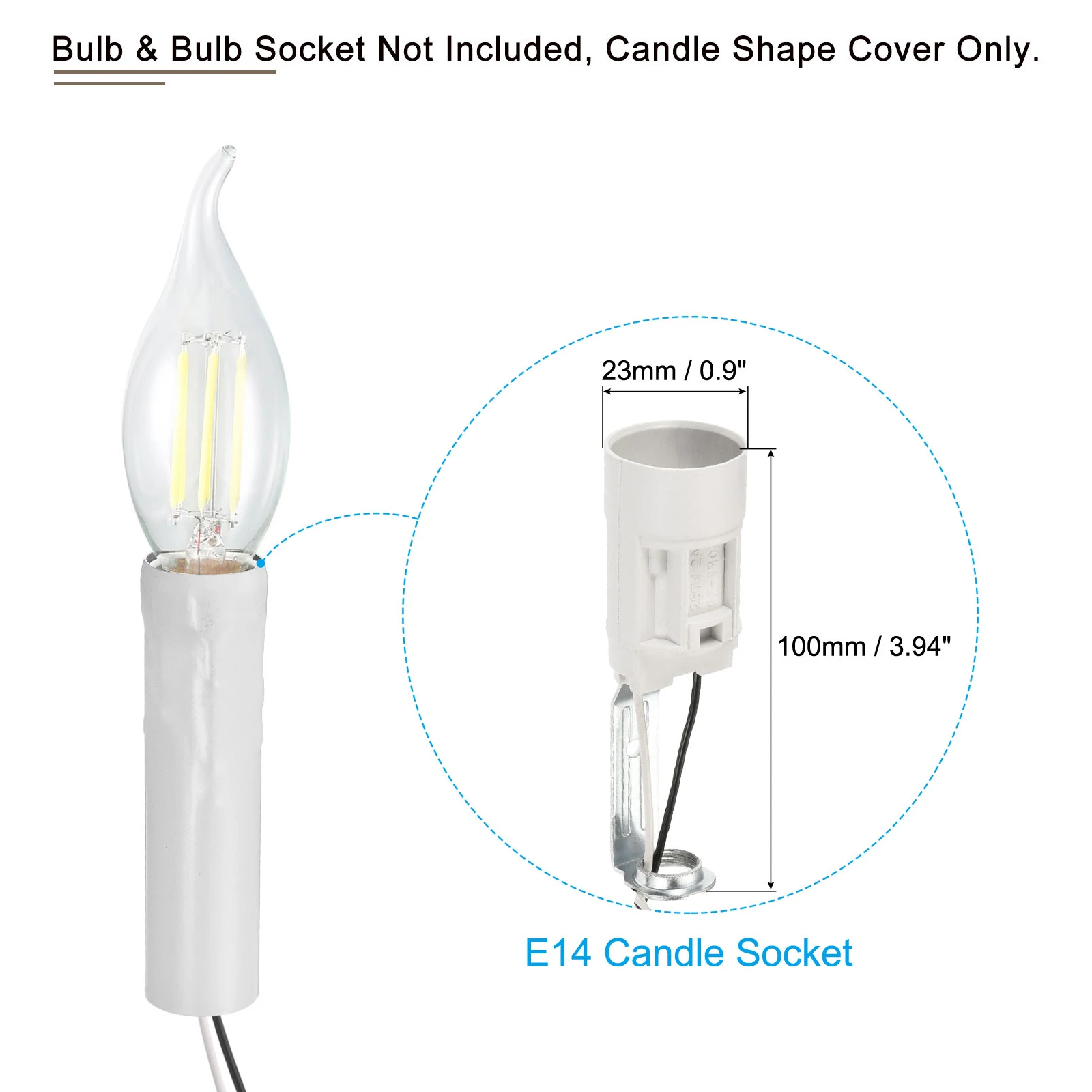 6Pcs Candle Light Socket Covers 4Inch Tall Chandelier Sleeves Bulb Light Base Holder Candle Covers Sleeves for Lighting Fixtures - Image 3