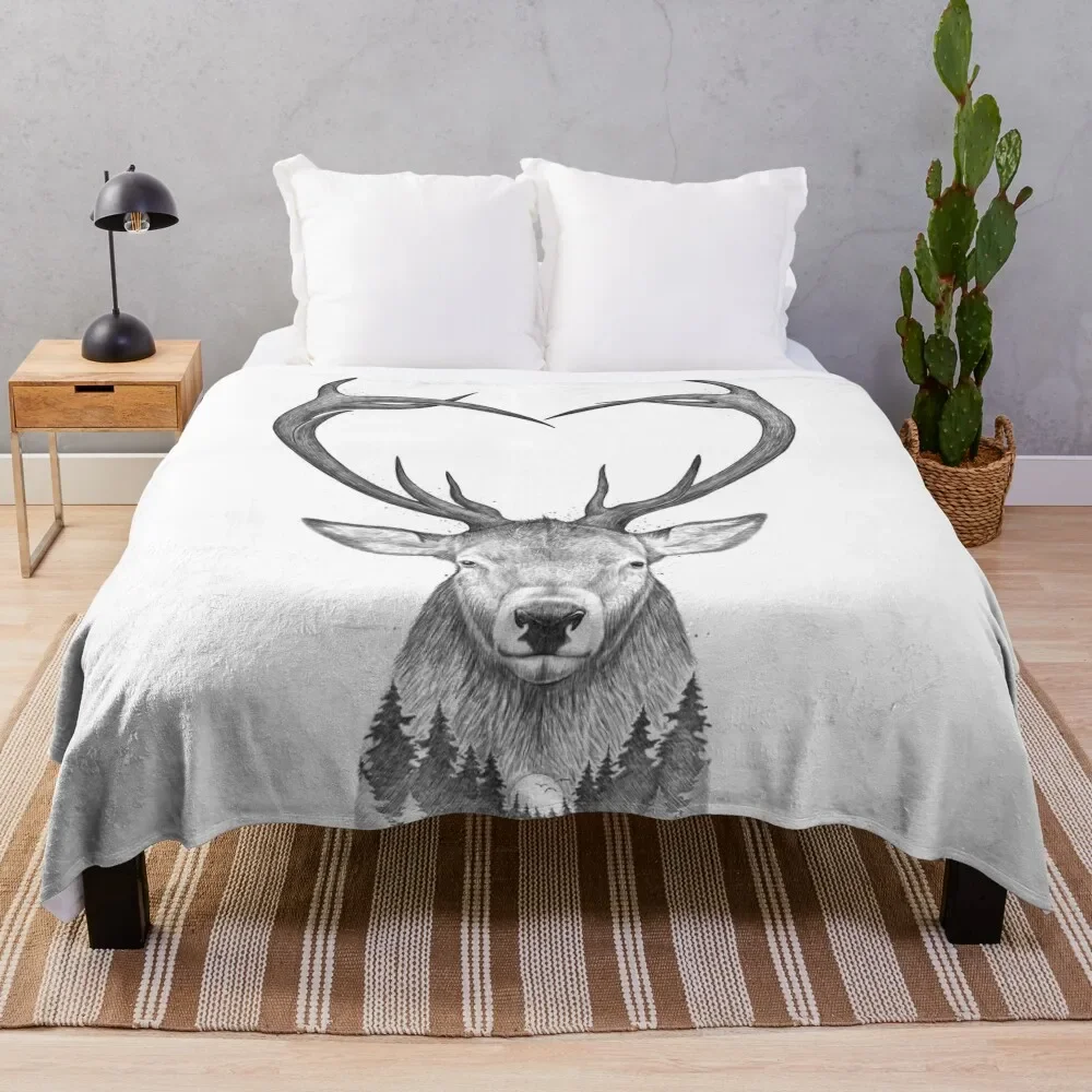 

Deer with heart Throw Blanket Ultra Plush Cozy Blanket for Napping Sleeping