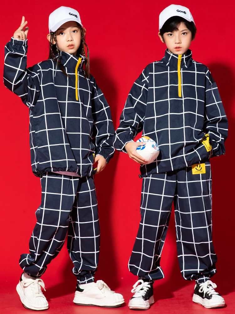 2022 Kids Hip Hop Clothing Boys Girls Tops Pants Loose Long Sleeved Kpop Outfit Jazz Dance Costume Street Dance Rave Wear BL9321