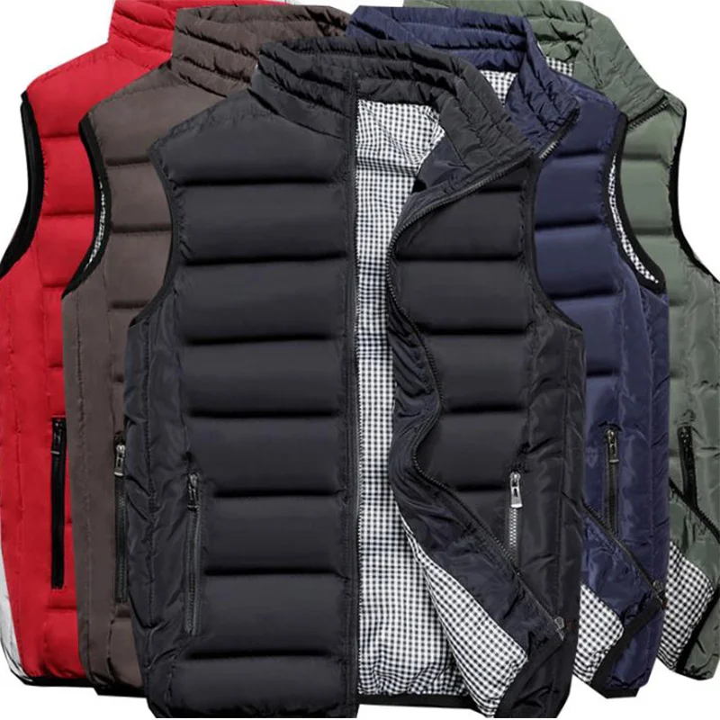 Men Outdoor Autumn Winter Down Cotton Vest Thick Thermal Anti-Scratch Casual Waistcoat Fashion Sports Climbing Sleeveless Jacket