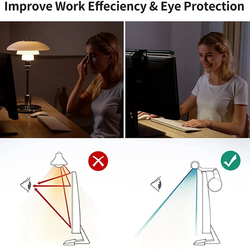 Imagem -02 - Lâmpada Pendurada para Monitor de Computador Usb Powered Screen Light Bar Light Touch Dimming Lâmpada de Mesa para Escritório e Casa