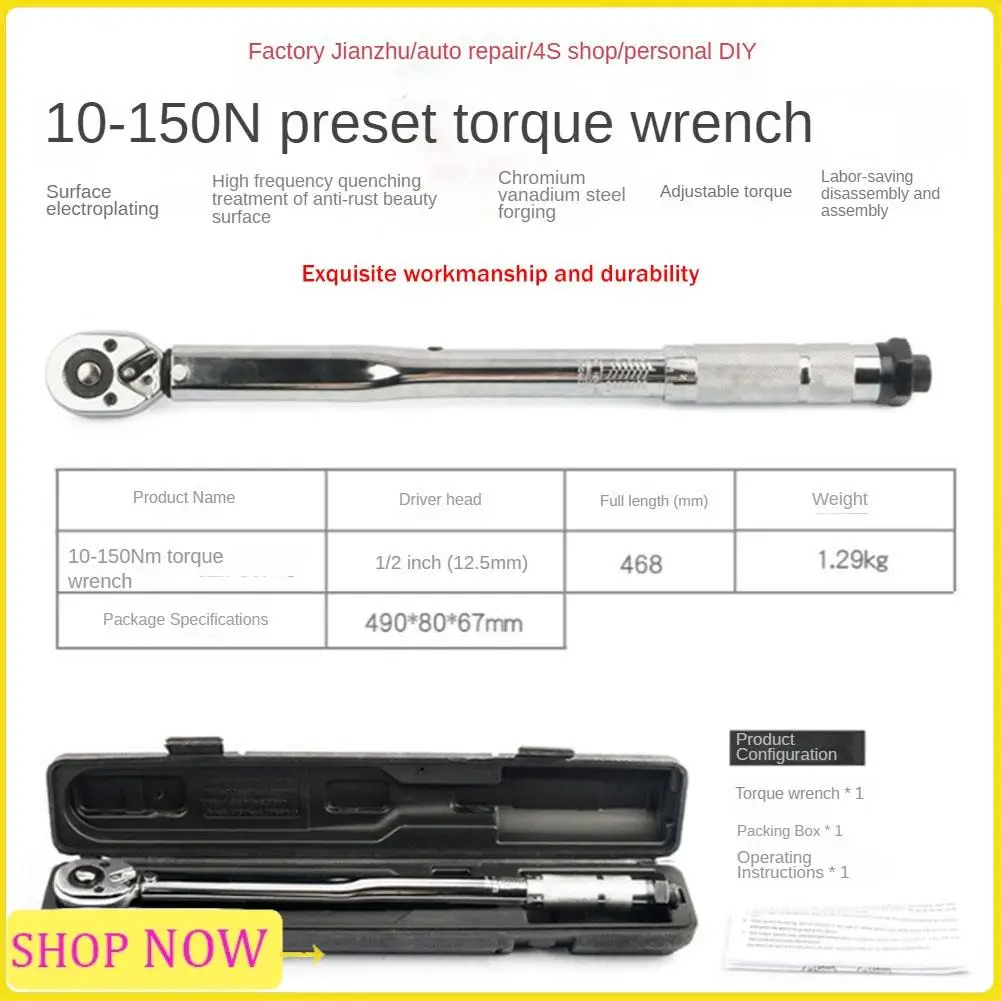 

Especial 1/2 10-150N Single End Wrench Torque Wrench Auto Repair Kg Torque Positive And Negative Socket Wrench