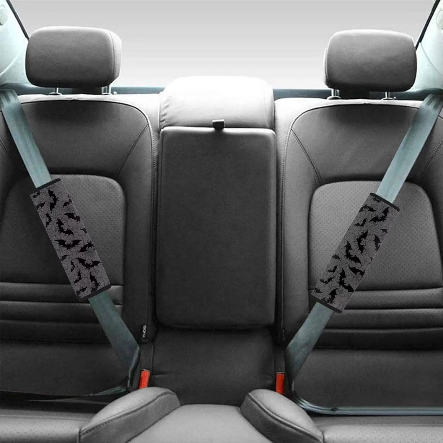 Halloween Bat Spider Web Auto Seat Belt Cover for Women Men 2 Pack Car Seat Belt Shoulder PadUniversal