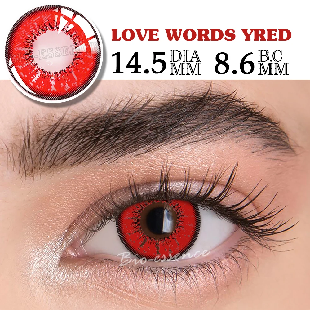 Bio-essence-lentes de contacto de colores para Cosplay, lentillas rojas para ojos de Anime, accesorios de Anime, 1 par