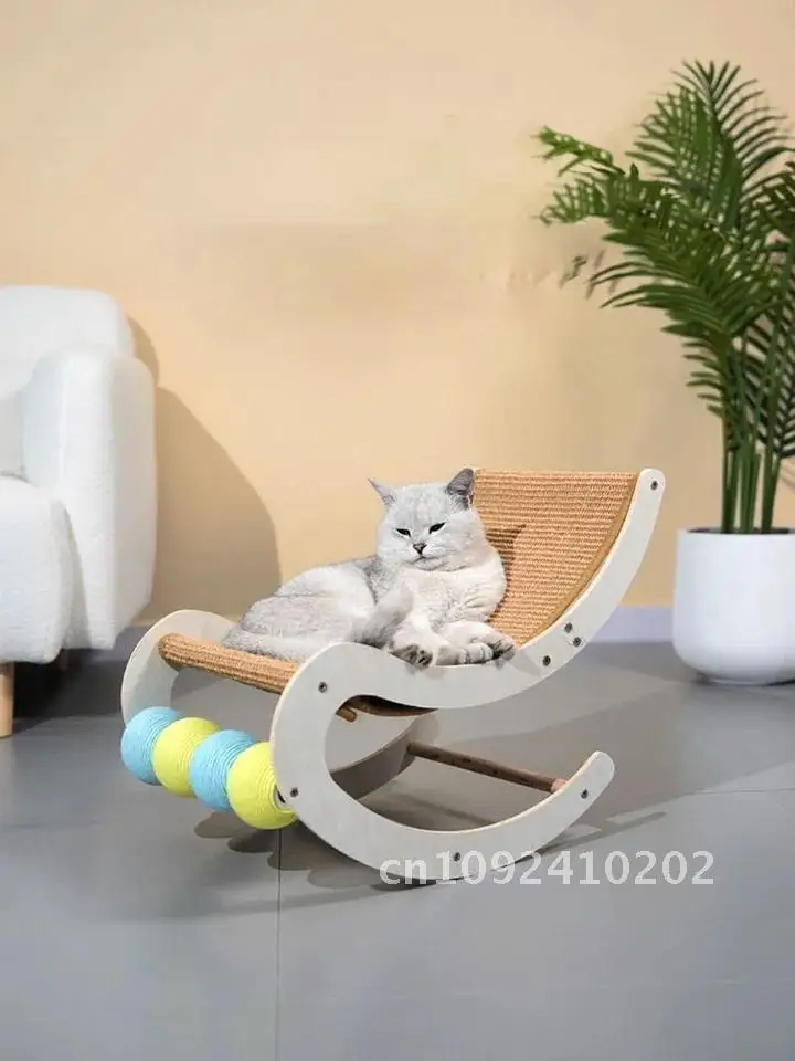 

Pet Rocking Chair Paper Rocking Bed Mat with Cat Rope Scratching Hammock Swing Supplies Ball Pet Sisal Dog Puppy Toy Kitten