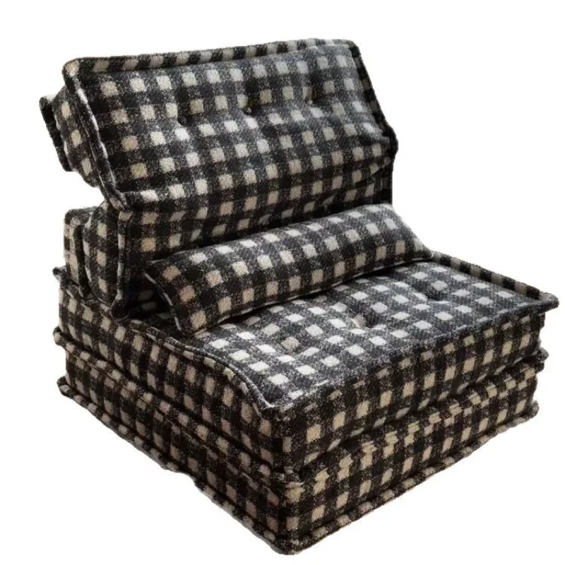 

Classic single folding sofa bed, living room, black and red plaid sofa, tofu block, mahjong sofa, a must for the study