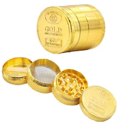 4 Layer 40mm Zinc Alloy Tobacco Grass Grinder Gold Metal Manual Dry Herb Crusher Grinder for Smoking Accessories Men Gadgets