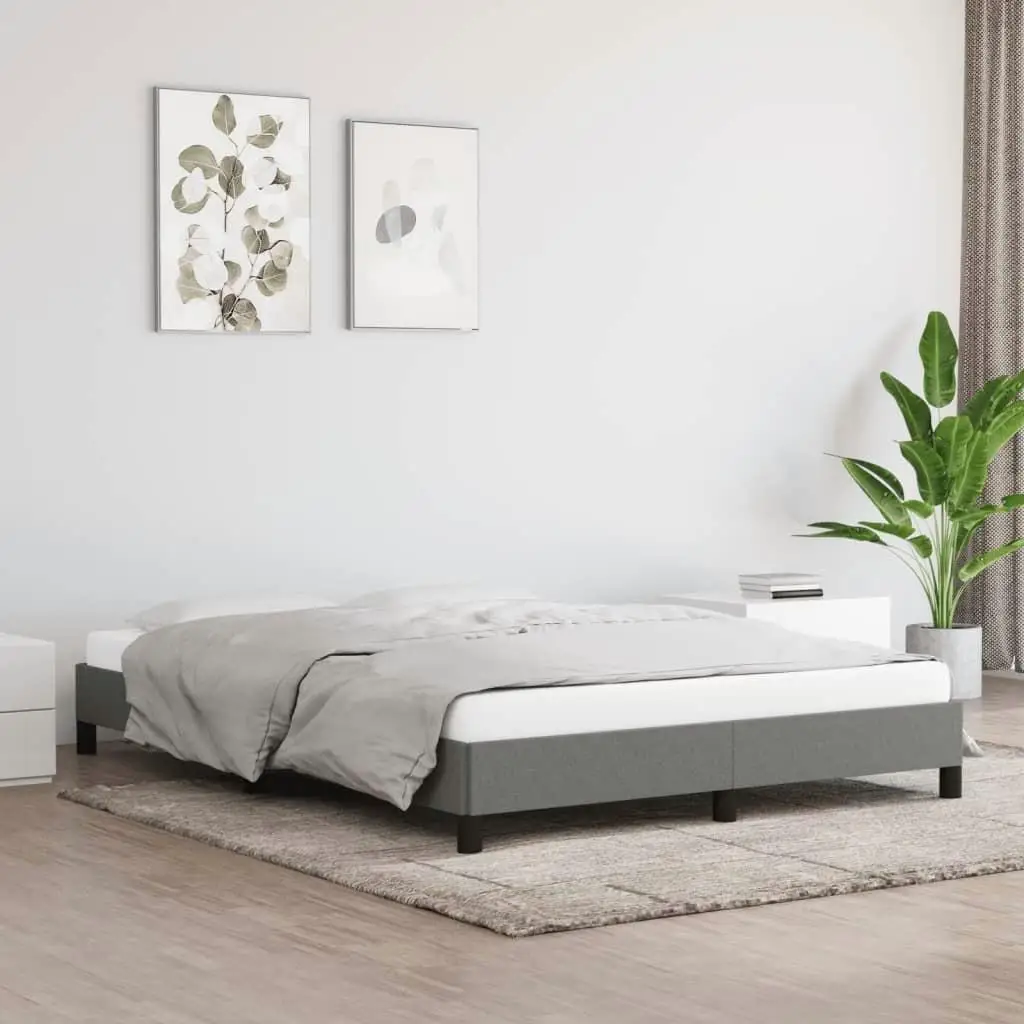 Queen Dark Gray Fabric Bed Frame (59.8x79.9) - Mattress Not Included, Modern Design