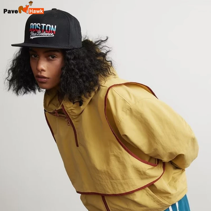 Spring New 2026 Mens Outdoor Windbreaker Jacket Japanese Retro Two-piece Hooded Coats College Trend Color-blocking Loose Tops
