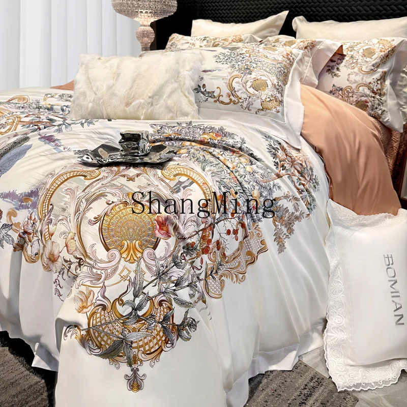 

ZYY household light luxury long-staple cotton four-piece digital printing pure cotton mattress bed sheet bedding