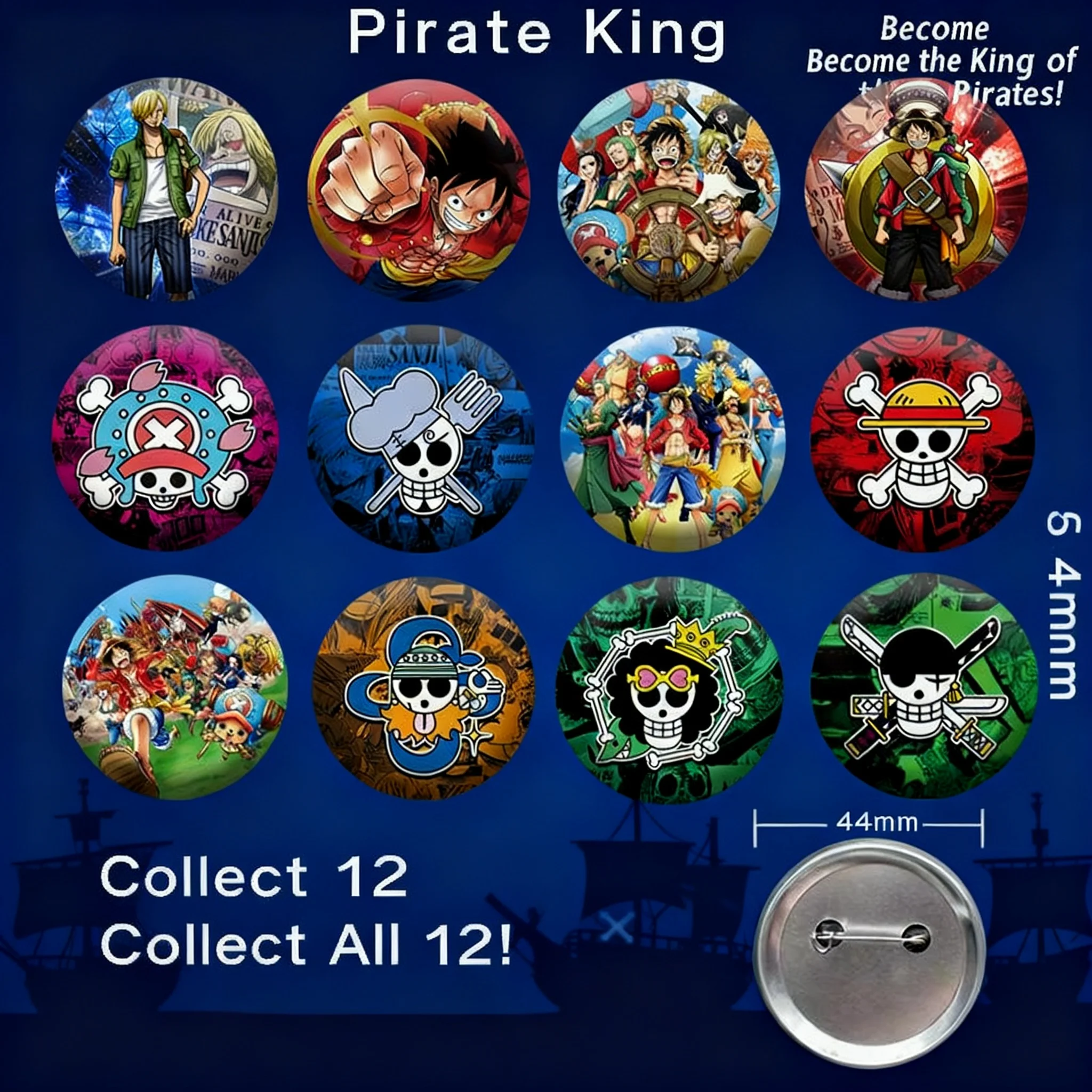 

One Piece Anime Badge Luffy Zoro Chopper Double Flash Laser Pin Cartoon Pendant Accessories for Fans Collection Gift