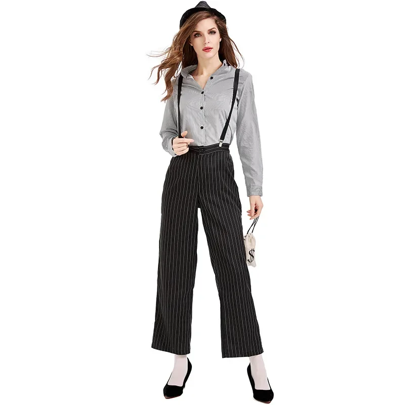 Disfraces de Halloween Purim para mujer, disfraz de gángster femenino de la Mafia de los años 20, Cosplay