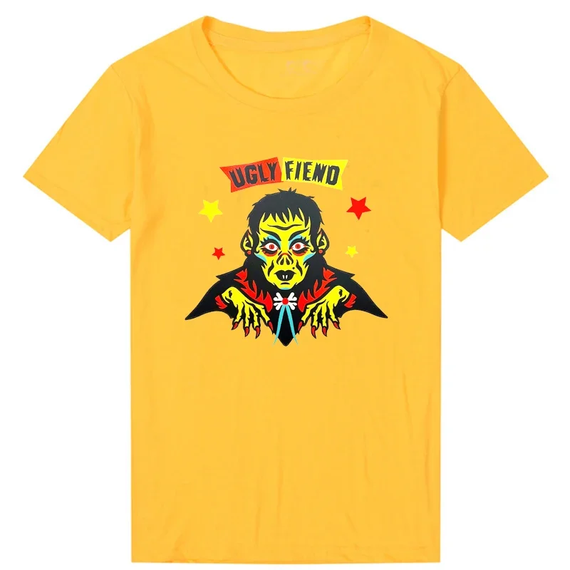 Y2k Summer Fashion Women's T Shirt Cotton Ugly Fiend Funny Halloween Graphic Tee O Neck Solgan Clothes Casual T-shirt