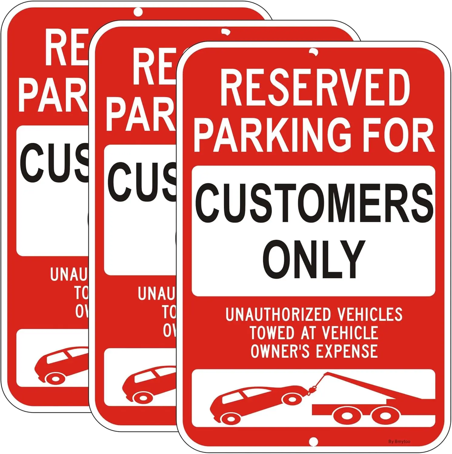 

3-Pack Reflective Metal Parking Signs, 18x12 Inch, Unauthorized Vehicles Towed, Rust-Free for Driveways