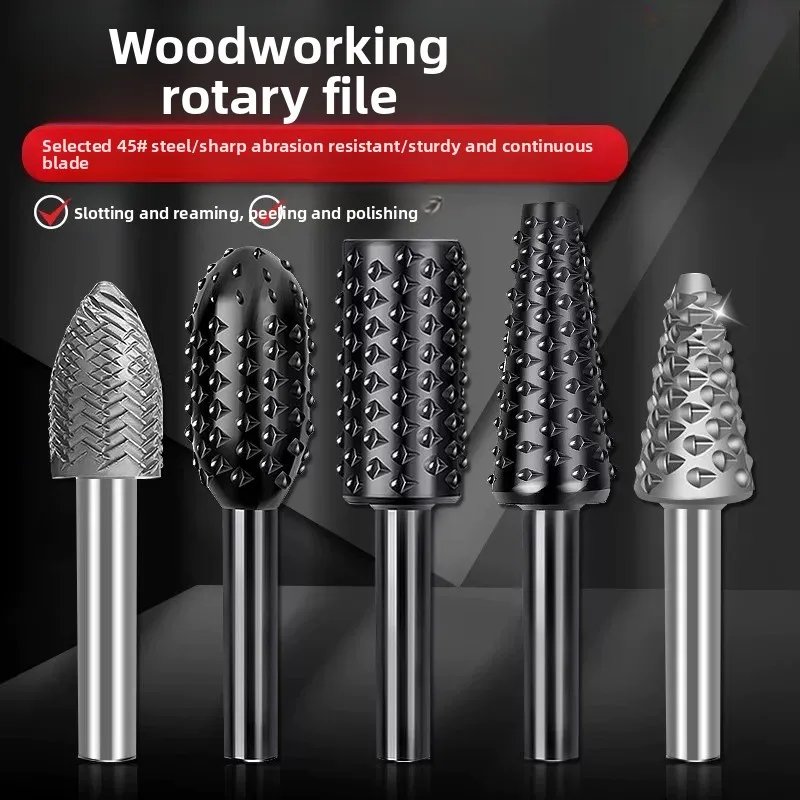 Woodworking hexagonal rotating file for grinding drill bits slotting wood hardwood carving, electric alloy grinding head