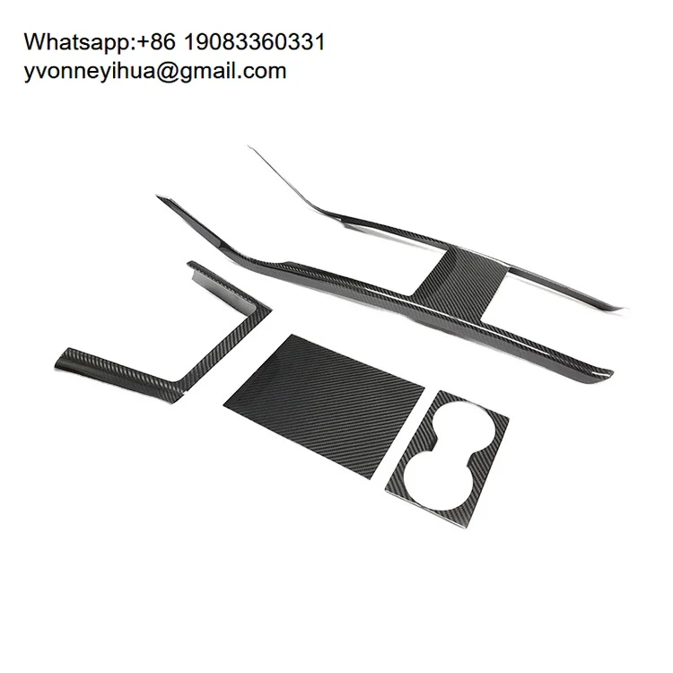 

For Tesla Model S X Dry Carbon Fiber Central Control Panel Integral Cup Position Storage Covers Trim 2021+