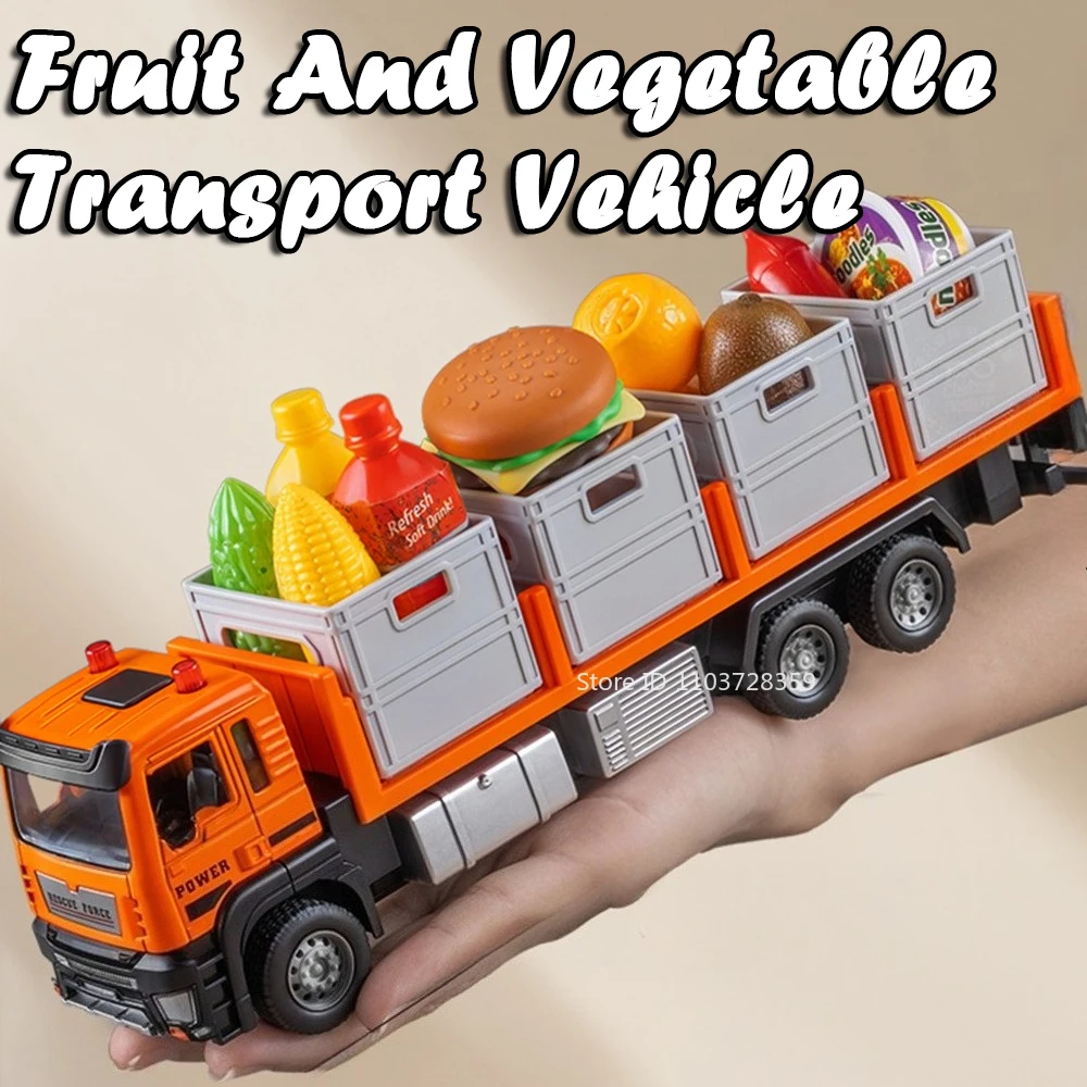 

1:32 транспортные средства с фруктами, овощами и дерева, игрушечные модели автомобилей, металлические литые под давлением миниатюрные инженерные модели автомобилей для мальчиков, подарки