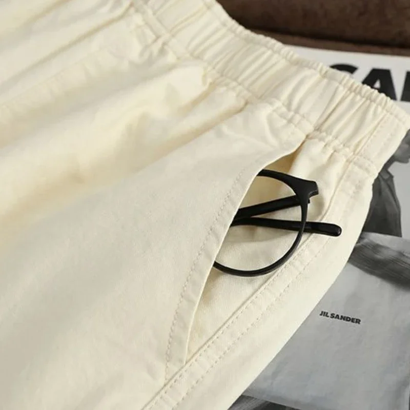 Pantalones cortos informales para mujer, cintura elástica, moda Hipster Harajuku, verano, combina con todo, pierna ancha, Ulzzang, adolescentes, universidad, Vintage, suelto, Simple