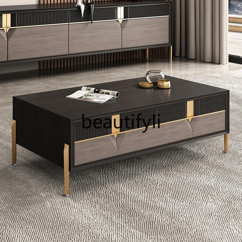 

light luxury TV cabinet coffee table combination living room home decoration floor cabinet, locker model room cabinet