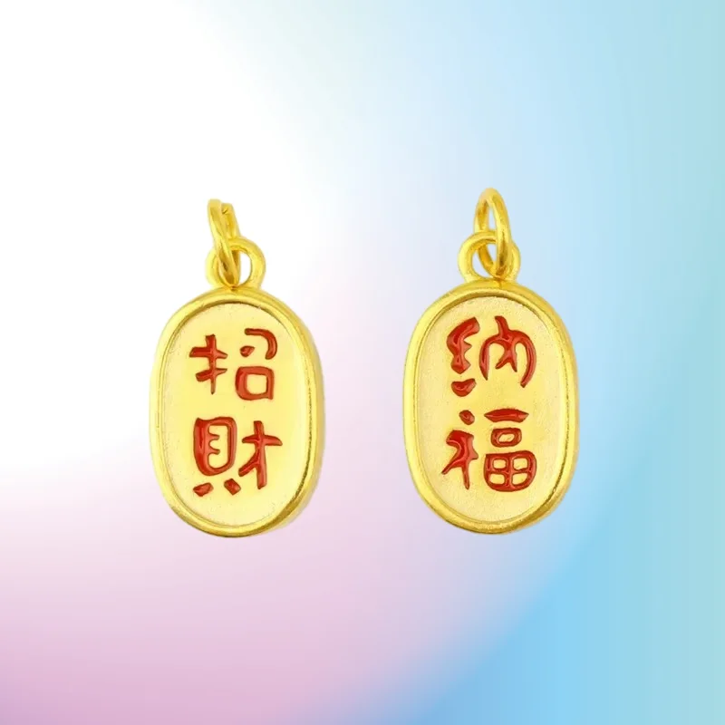 

НОВЫЙ 9999, настоящее золото 24 карата, японская и корейская модная золотая подвеска Lucky Nafu, небольшой женский кулон Jinnafu