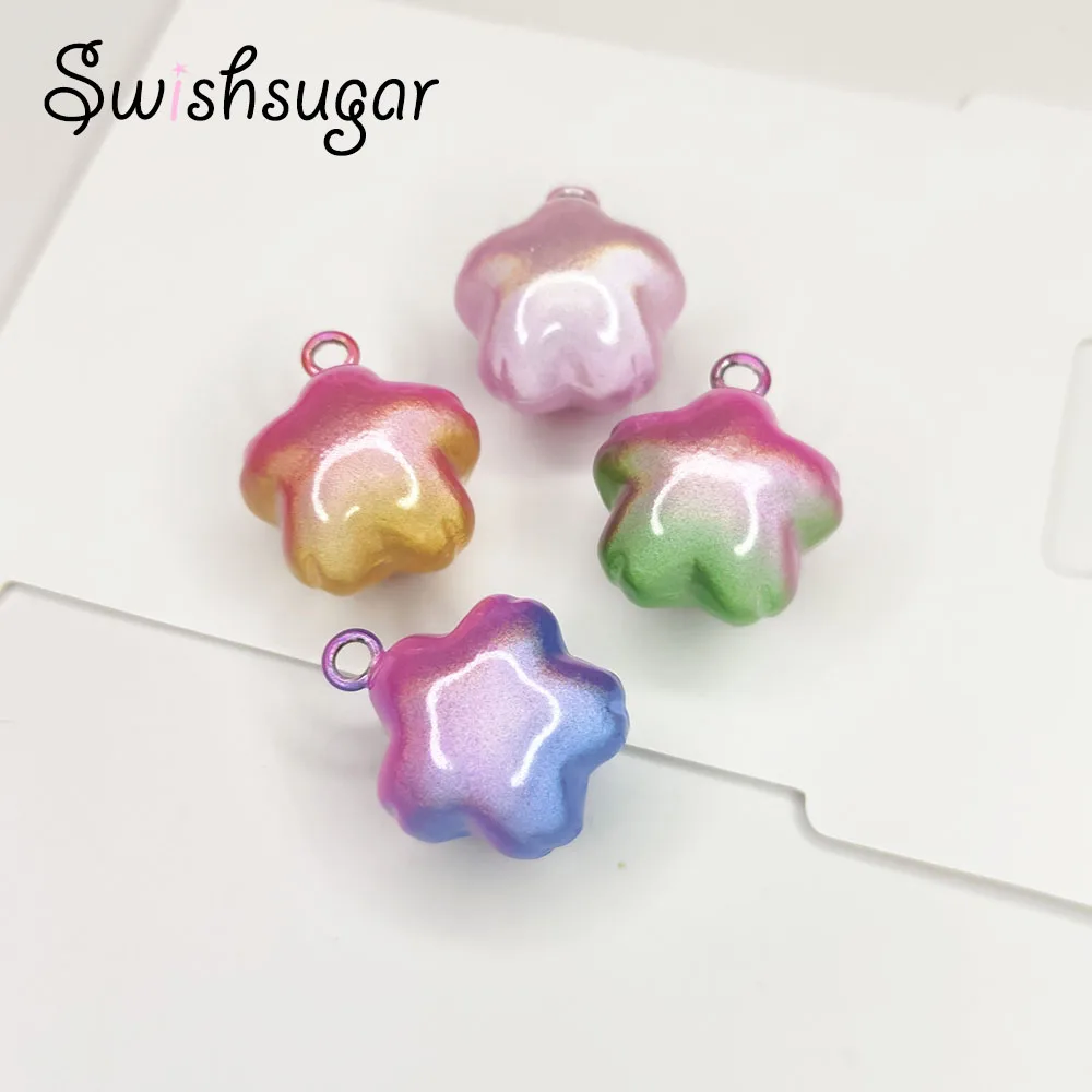 4Colors Close Sakura Jingle Bells Gradient Colorful Good Luck Charms Necklace Pendant Accessories Jewelry Craft Findings