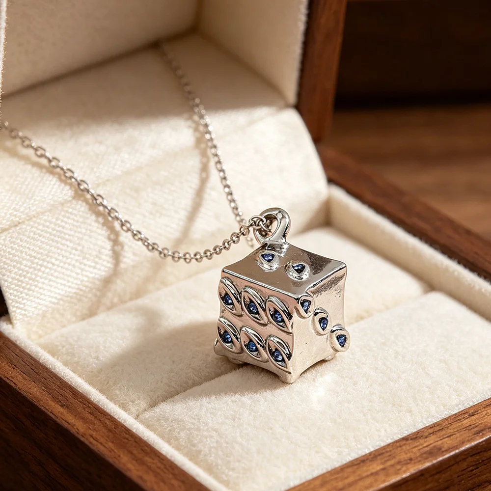 Jujutsu Kaisen Prison Realm Cube Necklace, Satoru Gojo Eye Dice Pendant Necklace Vintage Anime Cosplay Jewelry Gift for Fans