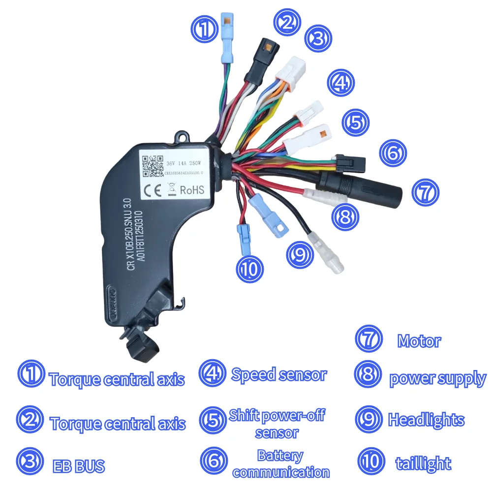 Bafang Mittelmotor M400 G330 Motorsteuerung 36V48V250W 350W Controller UART-Version – Detail 4