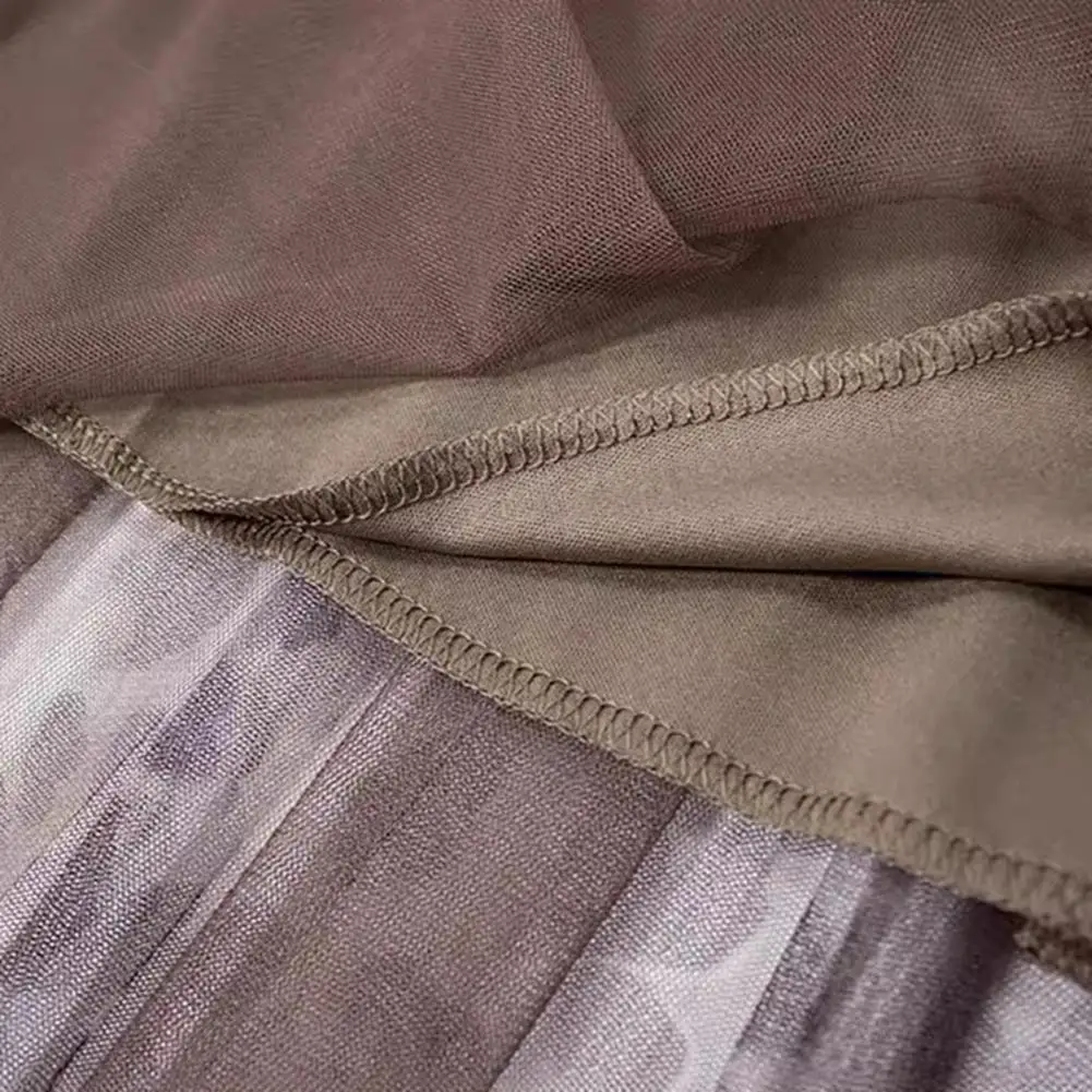 

Women Midi Skirt Elastic High Waist A-Line Skirt Leopard Print Mesh Yarn Autumn Winter Skirt Loose On Both Sides Pleated Skirts