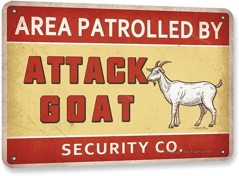 Area Patrolled By Goat Iron Retro Look 8X12 Inch Decoration Plaque Sign for Home Room Bathroom Farmhosue Funny Wall Decor