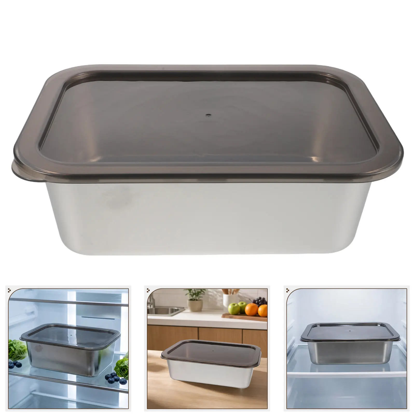 Stainless Steel Food Storage Container See Through Lid Corrosion Resistant Stackable Fresh Keeping Kitchen Snack Preservation