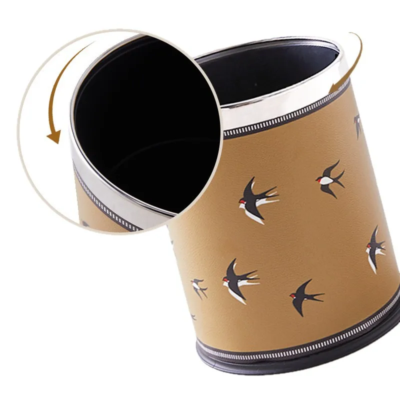 DSA leather trash can household living room kitchen large capacity bedroom high value sanitary bucket