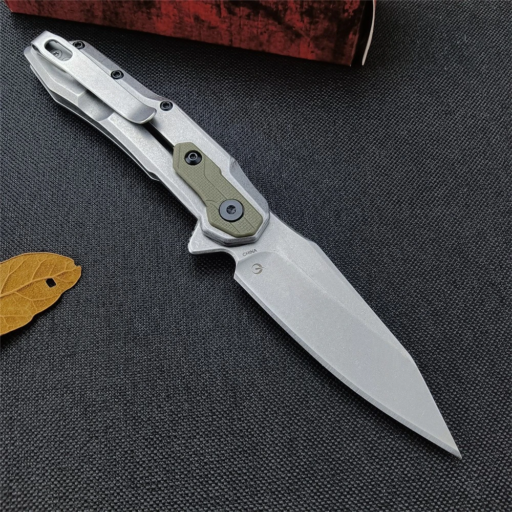 1369 Flipper Folding Knife 8Cr13Mov Stonewashed Clip Point Blade G10 Handle Hunting Camping EDC Outdoor Rescue Tool Pocket Knife