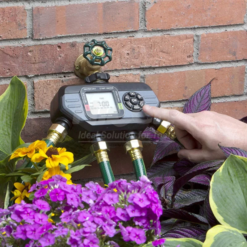 4-Zone Digital Water Timer with 5 Stainless Steel Filter Washers Set