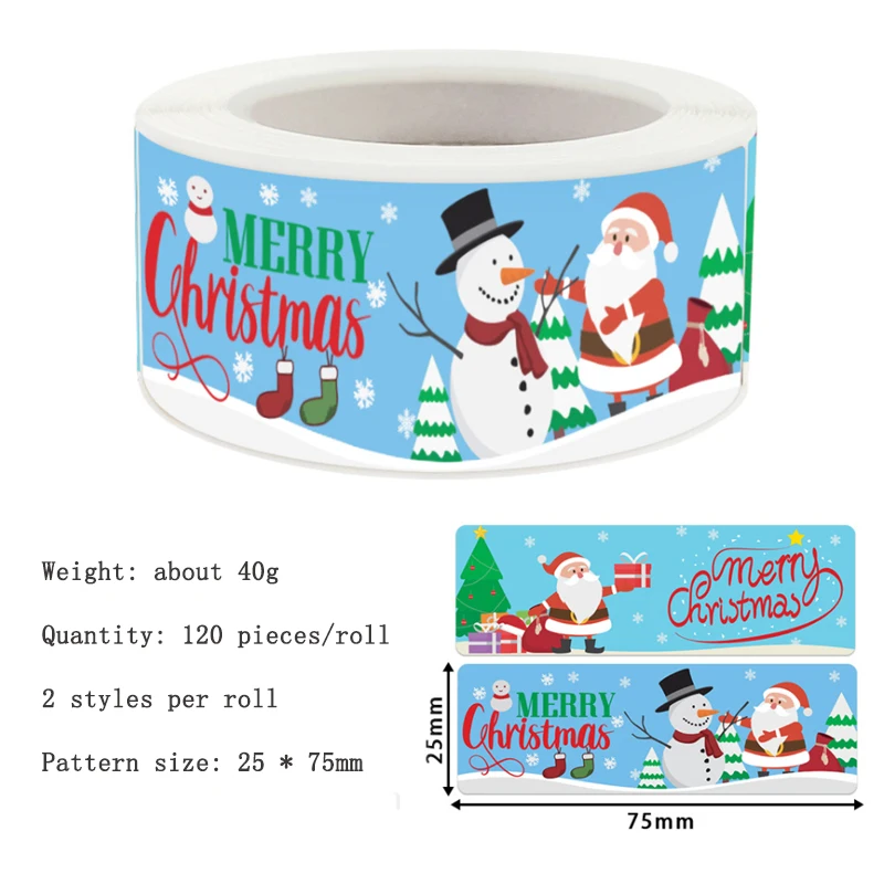 Kerst Sticker Roll Party Vakantie Sticker Rechthoek Viering Sticker 120Pcs