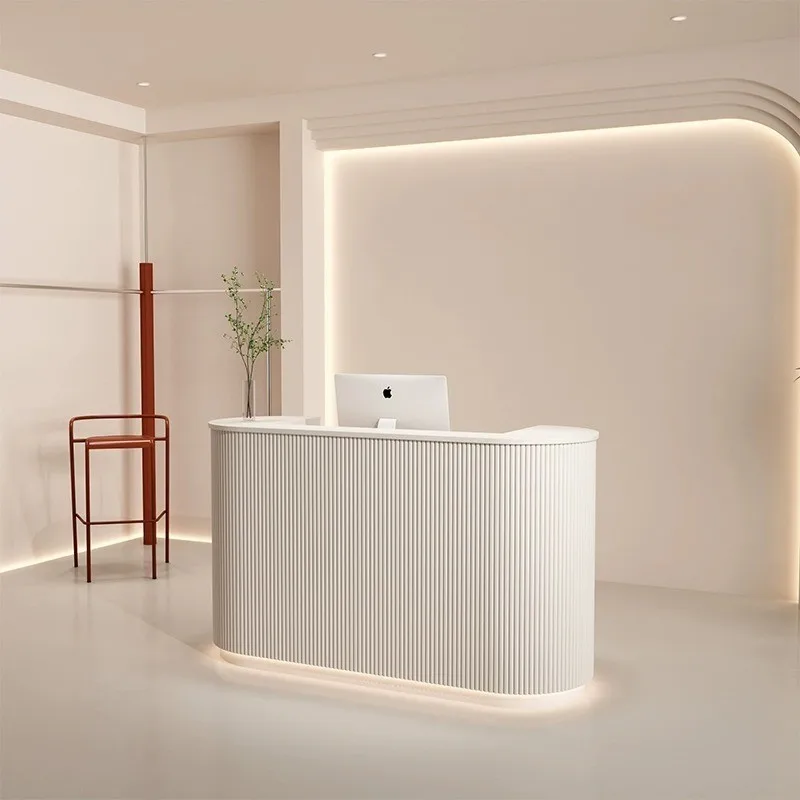 Modern simple dental curved paint bar table company front desk dental hospital reception desk beauty salon checkout page