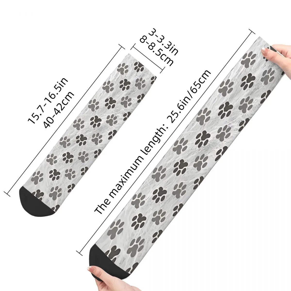 Retro Furry Paws Men's Socks Meow Unisex Hip Hop Seamless Printed Happy Crew Sock Gift