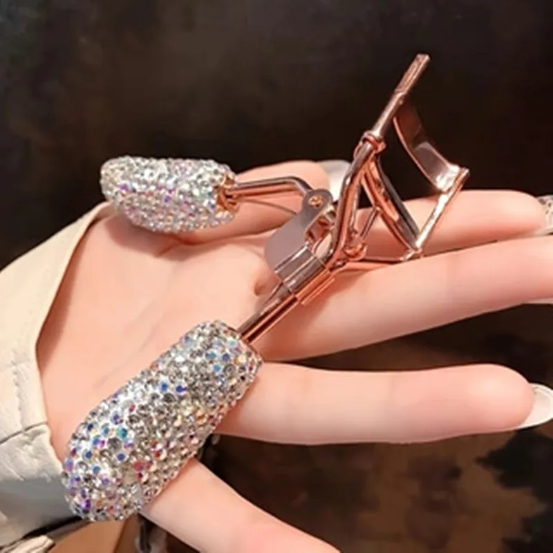 

Bling Rhinestone Eyelash Curlers with Refill Silicone Pressure Pad for All Eye Shape Curved Lash Curler Daily Makeup