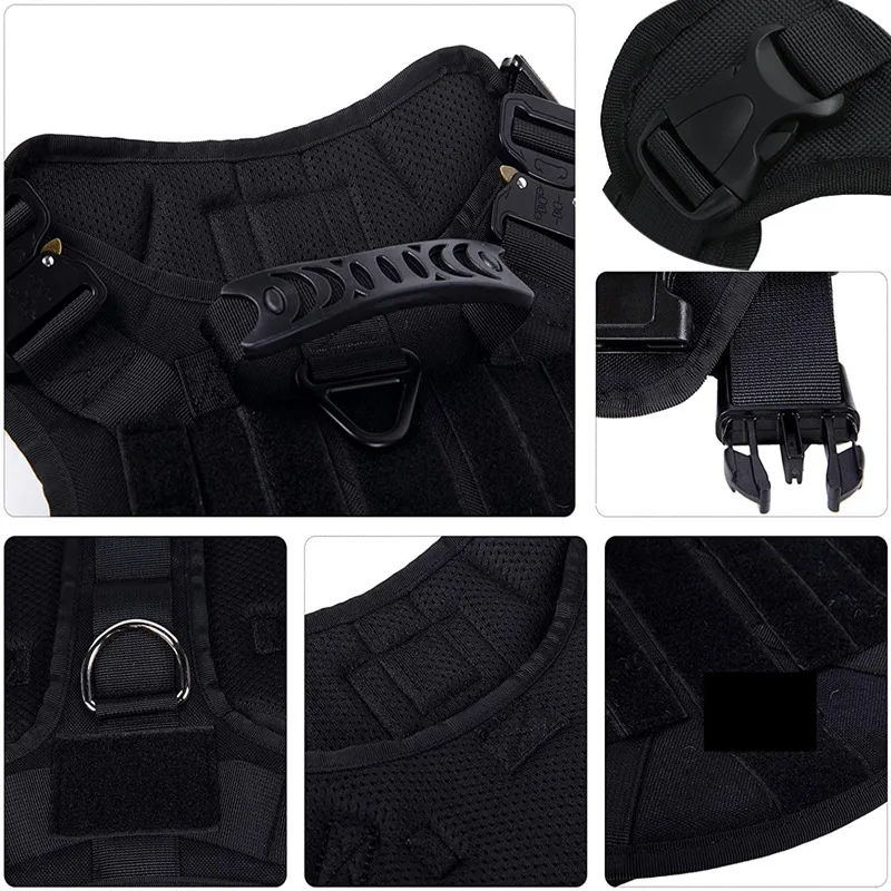 Tactical Dog Harness, Adjustable No-Pull Handle Service Vest Heavy Duty Pet Large Breed, Dog Vest for Training Hunting Walking