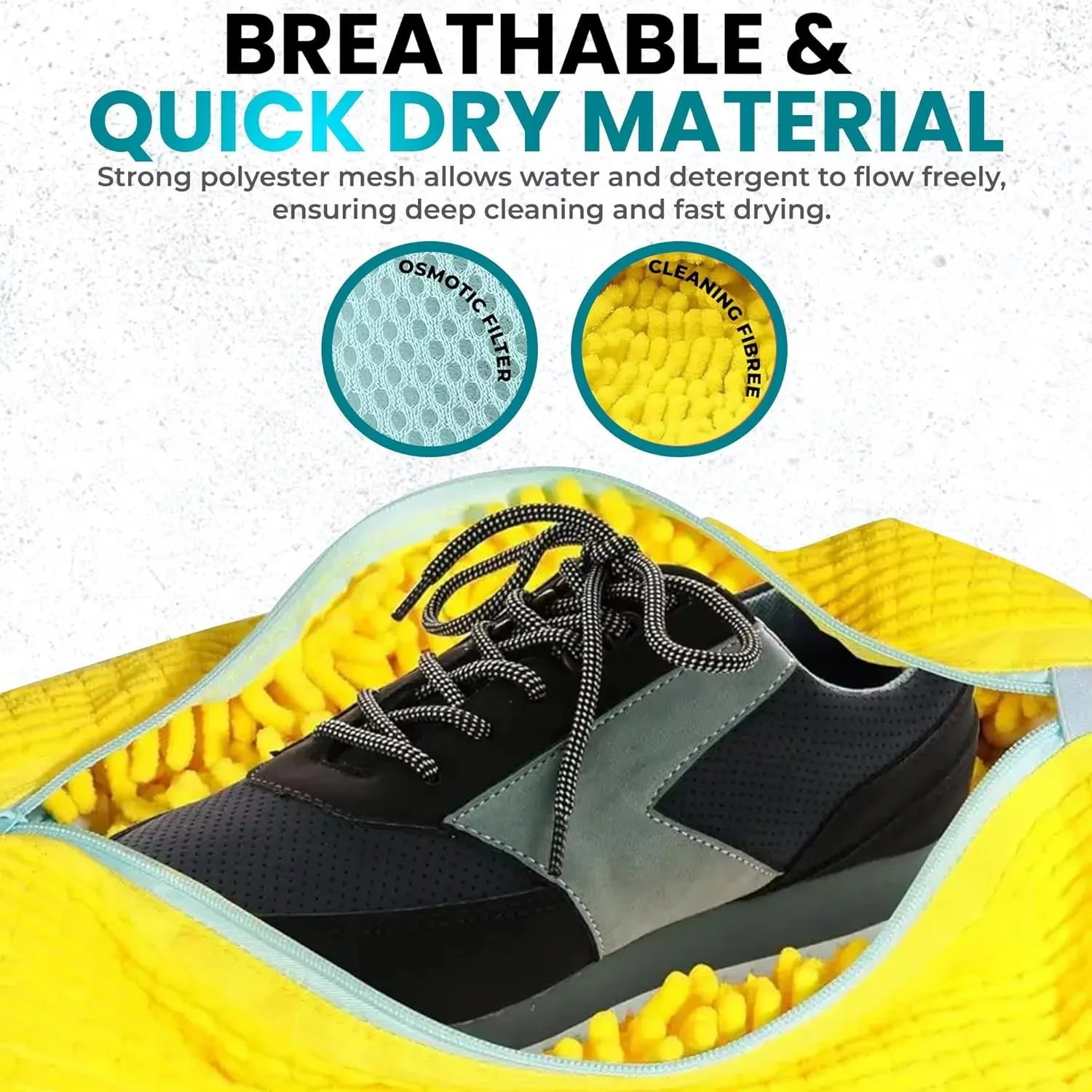 Durable Shoe Washing Machine Bag for All Shoe Types, Shoe Cleaner with Zipper for Sneakers and Casual Shoes Laundry Wash Bag