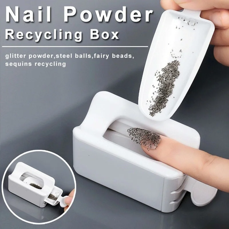 Nails Art Accessories Double Layer Manicure Tool Nail Art Powder/Sequins/Rhinestones Recycling Box Storage Portable Container